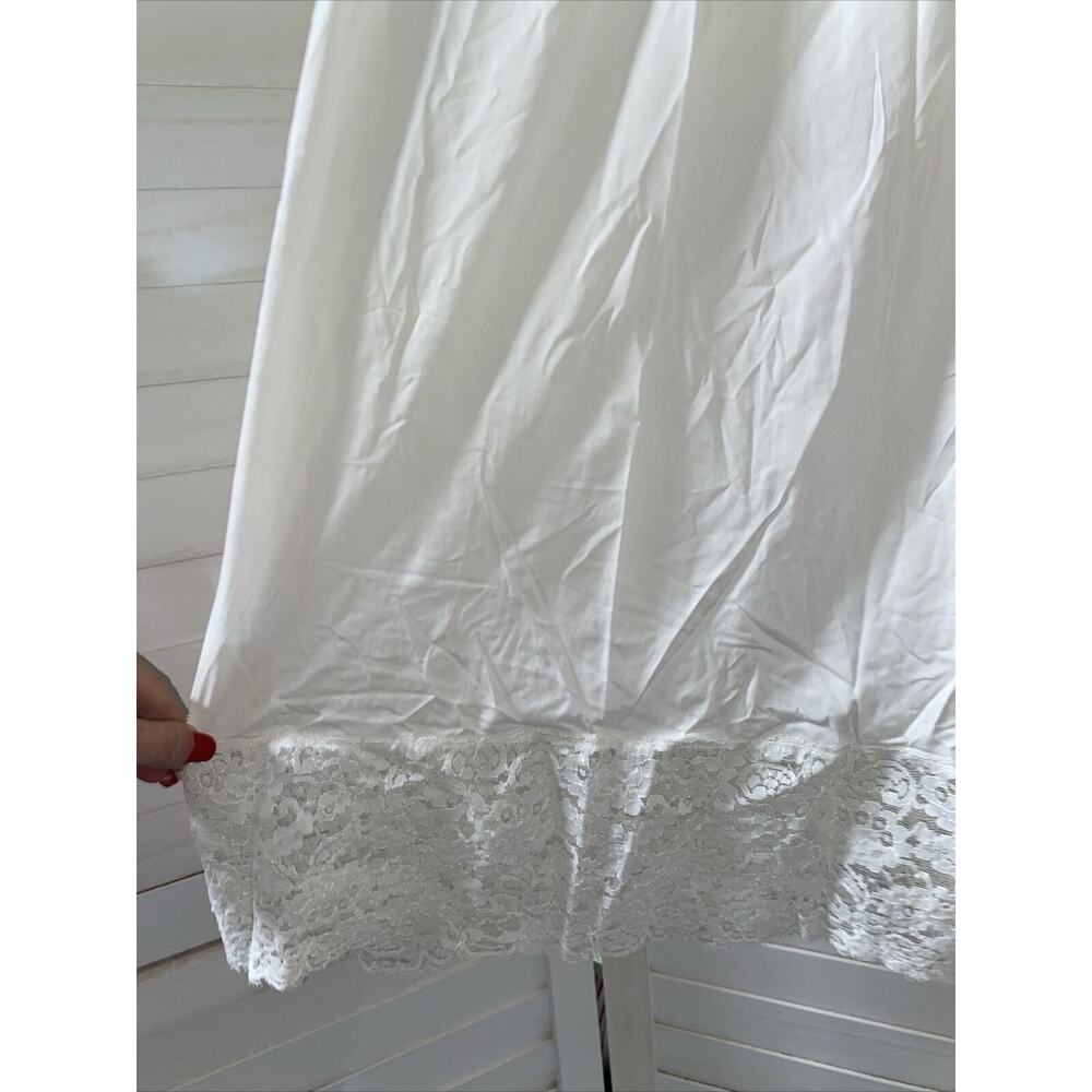 Vintage White Full Dress Slip Nightgown White 5" Lace Hem Sz Small / 34 - Picture 3 of 10